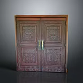 Classic Double Wooden Doors Furniture With Intricate Carved Patterns And Metal Handles