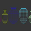 Colorful Ceramic Vases With Various Hand Painted Patterns And Floral Designs 3d model