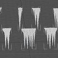 Transparent Icicles In Various Shapes On Dark Background With Light Effects