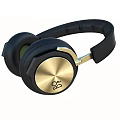 Premium Black And Gold Headphones With Leather Headband Round Earpads And Comfortable Design