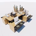 Modern Wooden Display Shelves With Multi Layer Design And Storage Baskets