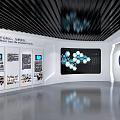 Modern High Tech Exhibition Hall With Interactive Digital Screens And Displays 3d model