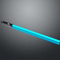 Weapon With Blue Glowing Part Black Handle And Red Button Long Stick Design 3d model