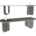 Modern Dining Table With Unique Metal Base And Sleek Stone Top Design 3d model