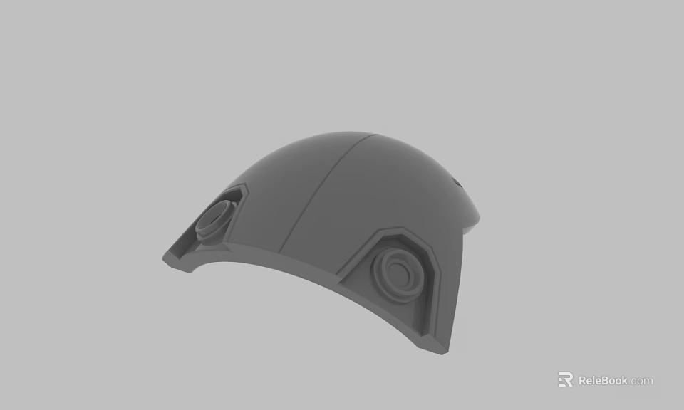 Gray Helmet 3D Model With Circular Vents And Smooth Surface Design 3d model 