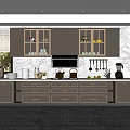 Modern Kitchen Interior With Dark Cabinets Island Countertop And Kitchen Appliances