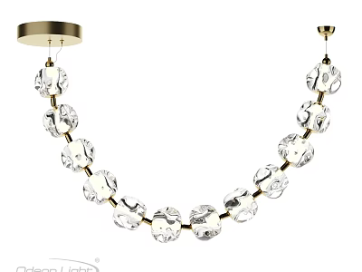 Elegant Modern Crystal Chandelier With Gold Frame Curved Design Transparent Crystals 3d model