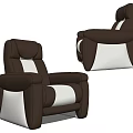 Comfortable Modern Single Seater Leather Sofa With Brown And Gray Upholstery Design