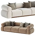 Cozy Multi Seat Sectional Sofa With Plaid Throw Pillows In Light And Brown Tones
