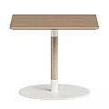 Modern Minimalist Dining Tables With Wooden Top And White Circular Base Design