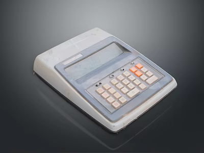 Classic White And Gray Calculator With Numeric Keypad Orange Buttons And Digital 3d model