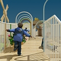 Modern playground kindergarten outdoor 3d model