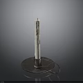 White Taper Candle On Decorative Metal Base With Loop Stand