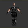Male Character In Tactical Gear Standing Pose With Black Vest And Gray Background