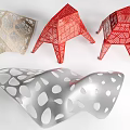 Modern Pergolas in Beige Red and Silver with Intricate Cutout Patterns for Contemporary Outdoor Design