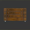 Stylish Vintage Wooden Console Cabinet With Curved Front Multiple Drawers And Metal Handles