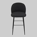 Single Gray Velvet Bar Stool With Black Metal Legs Modern Design