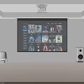 Projection Monitoring System With Large Screen Display And Projector Equipment In Room