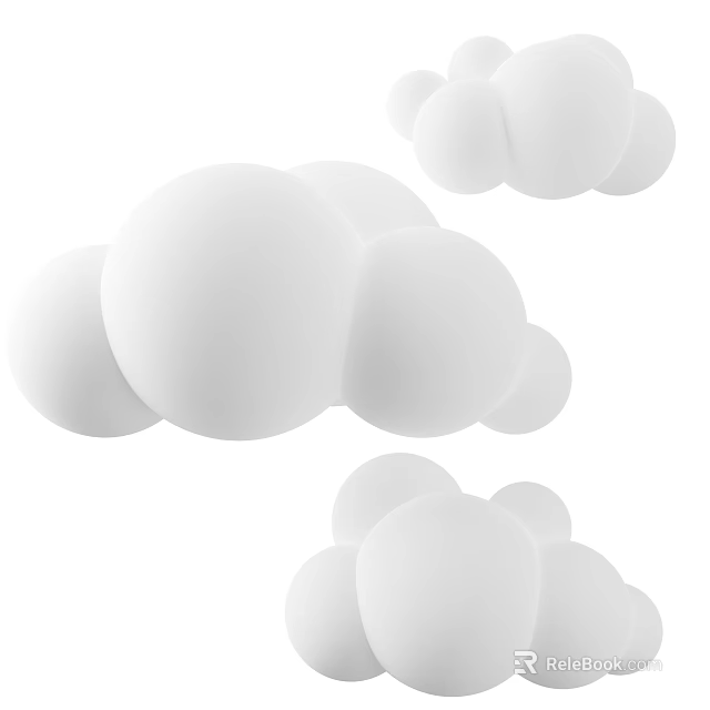 Minimalist White Cloud Shaped Decorative Ornament Set For Home Interior 3d model 