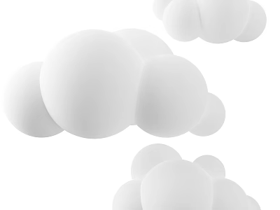 Minimalist White Cloud Shaped Decorative Ornament Set For Home Interior 3d model