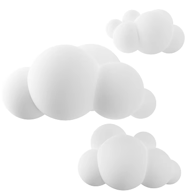 Minimalist White Cloud Shaped Decorative Ornament Set For Home Interior 3d model