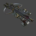 Mechanical Crossbow With Metal Components Golden Accents Black Gold Color Scheme Intricate Structure