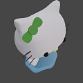 Pink Hello Kitty Toy Figure With Green Bow And Blue Dress Design