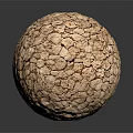 Cracked Textured Spherical Object with Brown Rough Surface on Dark Background with Reflection 3d model