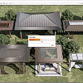 Other Outdoor Structures with Various Roof Designs Metal Wooden and Glass Elements in Garden