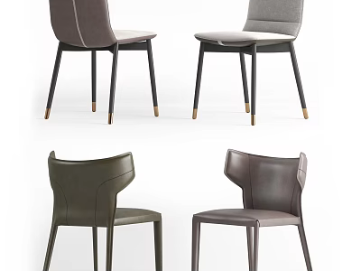 Modern Leisure Chairs In Multiple Colors With Leather Upholstery Ergonomic Backrest And Metal Legs 3d model