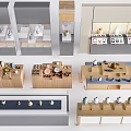 Various Modern Wooden Shelving Units With Multilayer Open Design For Display Items
