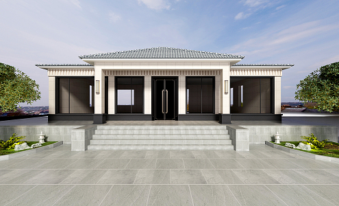 New Chinese-style single-family villa self-built 3d model