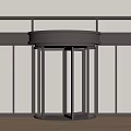 Modern Revolving Door Entrance With Glass Panels And Stainless Steel Frame