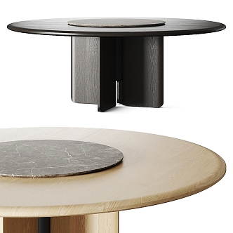 Minotti modern dining table wood grain dining table round dining table 3d model