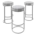Modern Bar Stools With Round Metal Frames And Upholstered Seats In Various Colors