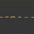 Golden Colored Food Pieces Scattered On Black Background With Various Shapes