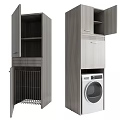 Modern Bathroom Cabinet Unit with Open Shelves Wall Cabinet Drawer and Washing Machine Storage