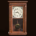 Antique Wooden Mantel Clock With Glass Door White Dial And Pendulum