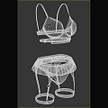 Pink Lingerie Set Bralette and Panty with Heart Patterns and Sheer Mesh Design