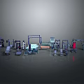 Different Gym Fitness Equipment Including Weight Machines Dumbbell Racks And Benches