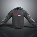 Hooded Dark Gray Hoodie With Front AWMC THE CHAMPION Print And Striped Sleeves Casual Style