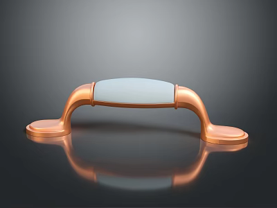 Copper Cabinet Handle With White Panel For Modern Stylish Furniture Hardware 3d model
