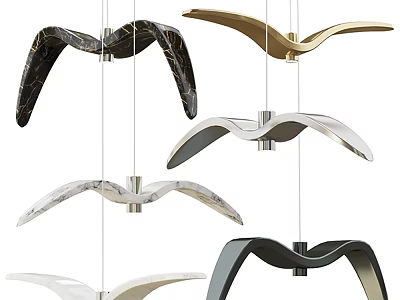 Stylish Modern Pendant Lights With Unique Curved Wing Shapes And Diverse Color Finishes 3d model