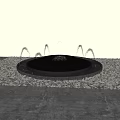 Garden Ornament Fountain with Black Round Basin Water Spraying and Gravel Base