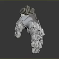 Silver Metallic Robotic Hand With Articulated Joints Reflective Surface On Dark Gradient Background 3d model