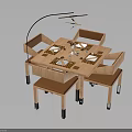 Stylish Wooden Dining Table With Matching Chairs And Pendant Light In Dining Area