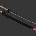 Traditional Samurai Swords With White Wrapped Handles Sharp Blades And Red Sheaths