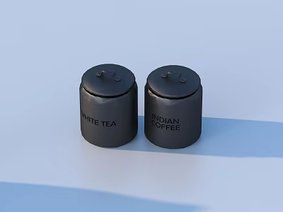 Modern Black Tea Canisters For White Tea And Assam Tea Kitchen Storage 3d model