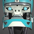 Two Blue Helmeted Mechanical Creatures With Skull Faces Black Parts And Metal Legs