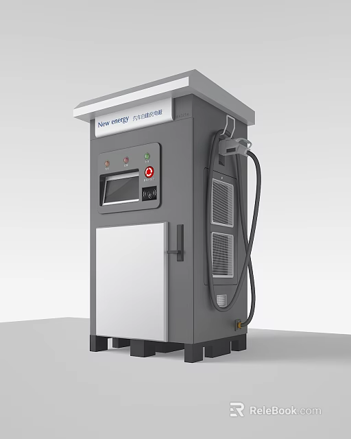 New Energy Charging Station Modern Design With Display Screen And Charging Ports 3d model 